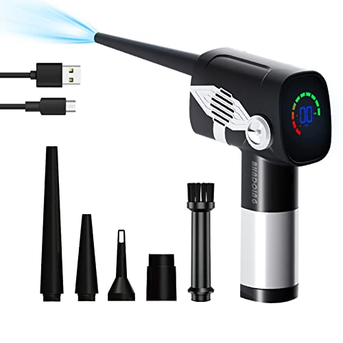 Bhndoing Compressed Air Duster, Upgraded Version Air Duster For Computers Cleaning With Led And 3-Speed Adjustment Mode, Powerful 40000 Rpm, 6000Mah Rechargeable, Replaces Compressed Air Cans #TOP1