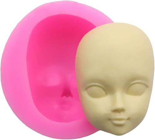 Pink Food Grade Silicone 3D Baby Face Girl for Head Shape DIY Chocolate Mold Fondant Kitchen Knives and Accessories