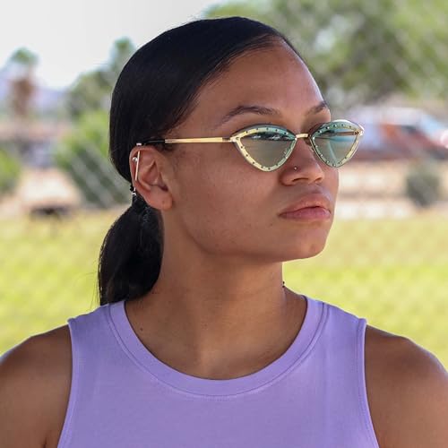 Triangle Cat Eye Sunglasses Women, Rimless Crystal Cat Eye Sun Glasses Female Unique Elegant Rhinestone Shades3