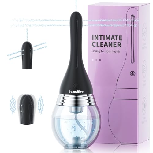 Automatic Electric Enema Bulb with 3 Speeds and 5 Spouts, 330ml Silicone an*l Douche for Men Women Colon Cleansing, Reusable Vagin*l Douche Cleaner Kit, Anti Backflow an*l Cleaner