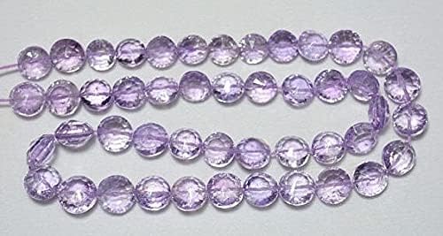 Perles d'améthyste rose taillées en concave de 9-10mm pour création de bijoux - 3