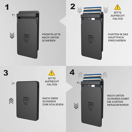 TRAVANDO SLYDE Aluminium Kartenetui mit RFID Schutz - Kartenhalter mit Geldklammer für 9 Karten - Kreditkartenetui Portmonee Herren Slim Wallet (8-9 Karten)