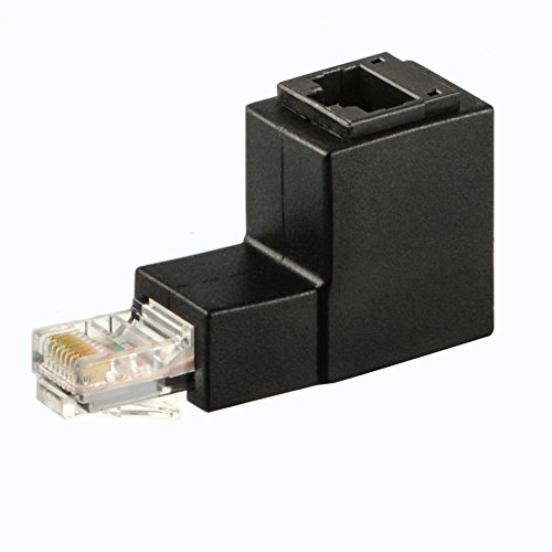 J&D Ethernet Adapter, Ethernet RJ45 / 8P8C Male to Female Right Angle Adapter (270 Degree) Support Cat6 / Cat5e / Cat5 Standard LAN Cable