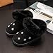 Girls Winter Warm Fuzzy Lined Thick Snow Boots Cute Snowflake Embroidery Faux Fur Thermal Ankle Boots Black