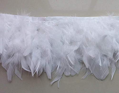 Miniatura 2 de Sowder Flecos De Plumas De Pavo Para Fiesta, Boda, Costura, Manualidades, Disfraces, Decoración, Paquete De 2 Yardas Blanco