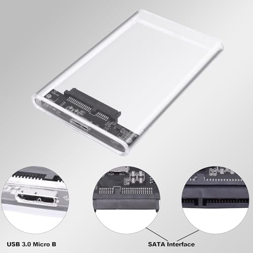 Caja externa para disco duro SATA 2.5" USB 3.0 transparente miniatura 2