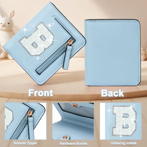 Image of Birthday Gifts for Teen Girl Kids Wallet Girl Wallets Small Initial Rfid Wallet Teen Girls Gift Preppy Stuff for Girls Blue B