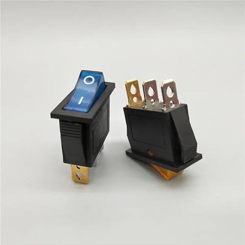 IDGTTLDF 1PC KCD3 ON-OFF 2 Position 3 Pin With Blue Light Power Rocker Switch 16A 250VAC/ 20A 125VAC 35 * 31 * 14