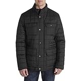 Tommy Hilfiger Men's Four Pocket Box Quilted Military Jacket, Black, L