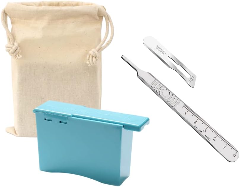 Dermaplaning Kit: Swann Morton 10R Sterile Stainless Steel Blades x 100, Swann-Morton No.3 Handle x 1, Swann-Morton Blade Remover Unit x 1 and Useful ECO Friendly Storage Bag