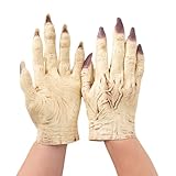 YOOJIA Furry Werewolf Gloves Horror Evil Ghost Latex Paw Gloves Cosplay Props for Men Women Devil Nude One Size
