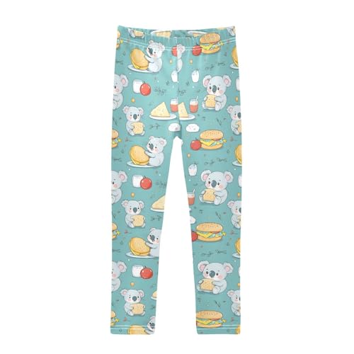 Cute Cartoon Koala Girls Leggings Ultra Soft Compression Yoga Gym Pants for Kids 4-10T