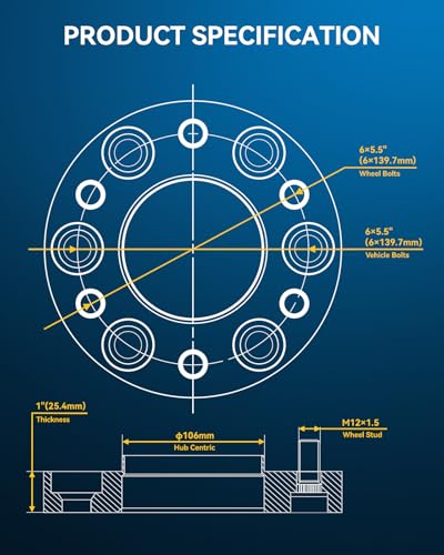 Image of PHILTOP 6x5.5 Hub-Centric Wheel Spacers 1 inch for Toyota Sequoia