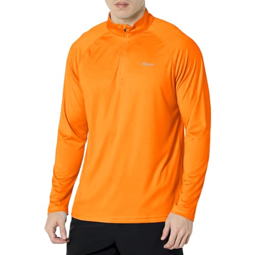 SG Edge Men's 1/4 Zip Stand Collar Long Sleeve Rash Guard Swim Shirt, Orange, XXL