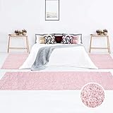 [page_title]-carpet city Teppich Shaggy Hochflor Langflor Einfarbig Pink Öko Tex Bettumrandung 2X 80x150 & 1x 80x300