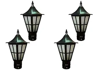 Modern Waterproof Outdoor gate/Garden/Pillar/Park Light Without Bulb (Black, Small, B22, 7W) Pack of 4