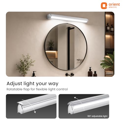 Image of Orient Electric 12W 3-in-1 Color Changing Silver Finish LED Mirror Wall Light | Warm White, Neutral White and Cool White, Pack of 1