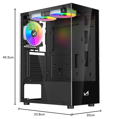 Image of ICE Master Thunder Mid-Tower Computer Case /Gaming Cabinet - Black | Support ATX, M-ATX, ITX | Pre-Installed 2 Top & 1 Rear Rainbow Fans