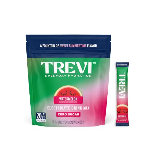 Image of TREVI Electrolytes Powder Packets, Sugar Free Hydration, Watermelon 20 Pack | Essential Daily Drink Mix, 0 Sugar, Magnesium, Potassium, Vitamin C, Calcium, B6 & B12 Vitamins