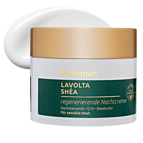 LAVOLTA Sheabutter Nachtcreme, beruhigende Feuchtigkeitscreme für Gesicht für trockene & sensible Haut mit Nachtkerzenöl, Centella Asiatica, Vitamin E & Q10 100ml - vegan parfümfrei ph-neutral Cover