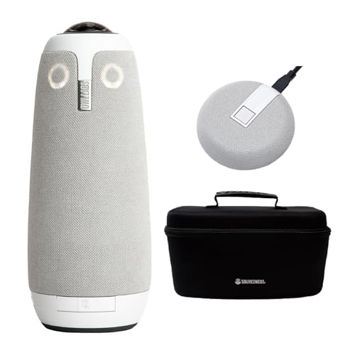 ソースネクスト ｜Meeting Owl 3（ミーティングオウル 3） MTW300（Amazon限定版） 端末マイクバックセット｜ ウェブカメラ web会議用 360°カメラ マイク スピーカー搭載 AI自動フォーカス