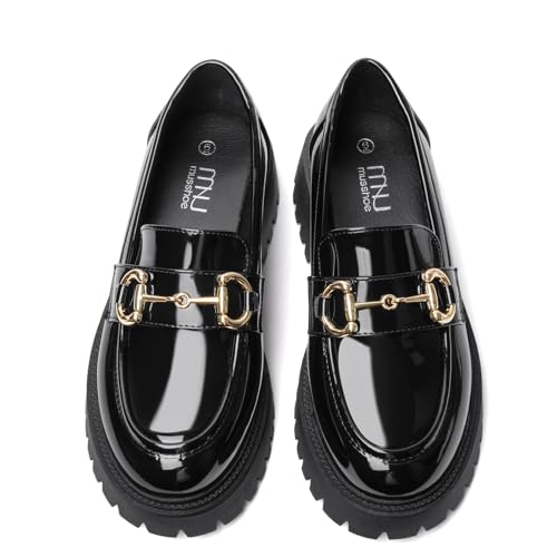 Image of MUSSHOE Loafers for Women Platform Chunky Comfortable Slip-On Womens Loafers Fashion Business Work Dressy Casual Shoes