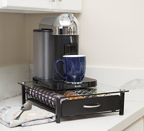 Insight Nespresso Vertuoline Coffee Pod Holder (Holds 40 Vertuo Coffee Or Espresso Capsules)-- Tempered Glass Drawer (Coffee Pods Not Included. Does Not Fit K-Cups) #TOP7