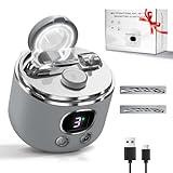 Rankaa Elektrischer Nagelknipser, 4 in 1 Nagelknipser Elektrisch Mit Led-Licht & Vergrößerungsglas, Doppelklingen für Dünne & Dicke Nägel, 3-Speed, für Senioren & Sehbehinderte-Grau