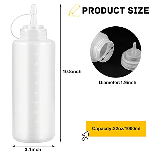 Hamiggaa 4 Pack 32 Oz Plastic Squeeze Bottles,Condiment Squeeze Squirt Bottles With Twist On Cap Lids For Ketchup,Sauce,Bbq,Condiments,Oil #TOP1