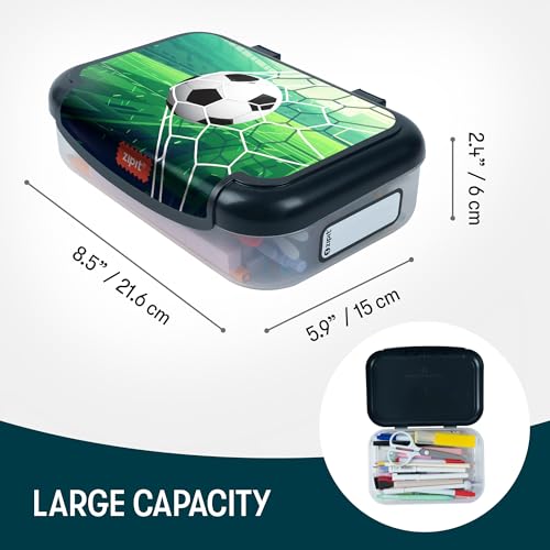 Image of ZIPIT: Pencil Box Bundle: Soccer & Race Car - Recycled Plastic Cases, Large Capacity Storage Organizers, School Supplies-Stationary, Kids-Girl-Boy