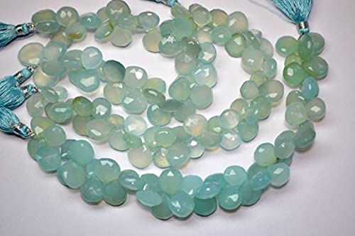 Chalcédoine verte 10mm 12mm perle cœur briolette pour fil bijou DIY
