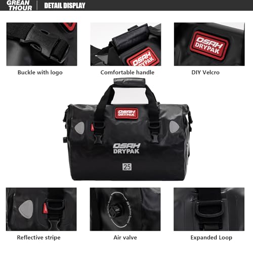 Greanthour Bolsa seca para motocicleta – Bolsa de viagem e bagagem à prova d'água com fecho superio