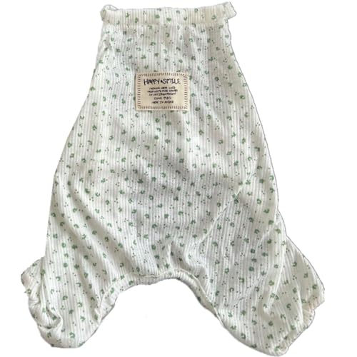 AttRex 犬の服 つなぎ パジャマ 春夏 ペット ロンパース 小中型犬 洋服 おしゃれ かわいい ドッグウエア Tシャツ 袖なし 抜け毛対策 部屋着 ルームウェア 寝間着 お出掛け用 散歩 仮装 (XL,グリーン)