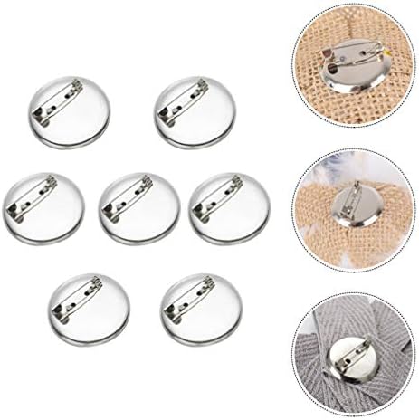 Amosfun 100pcs Silver Brooch Clasps Pin Disk Base Disc Blank Thicken Cabochon Trays for Badge DIY Jewelry Craft Making Decoration Accessories 2.5cm