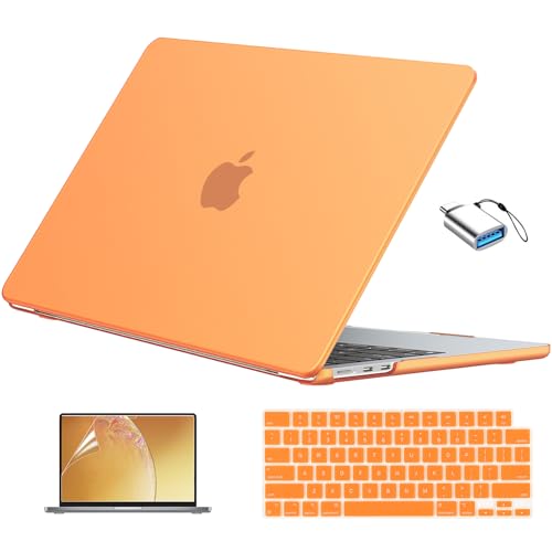 Image of EooCoo for MacBook Air 13 inch Case M5 /M4 /M3 /M2 2026-2022, Matte Orange | Scratch Resistant, Fit for Air 13.6 inch, Hard Shell, Keyboard Cover, Screen Film & Type-C Included, A3449 /A3240 /A3113 /A2681