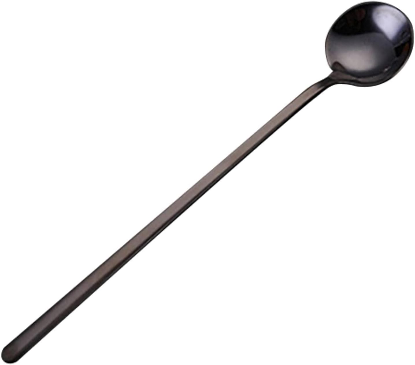 Teaspoon Spoon Soup Long Handle Stirring Spoon Colorful Stainless Steel Tea Coffee Spoon Cocktail Mixing Spoon Ice Cream Spoon,12 Pcs Coffee Spoon Dessert Spoon Spoon(12pcs Black Spoon,17cm)