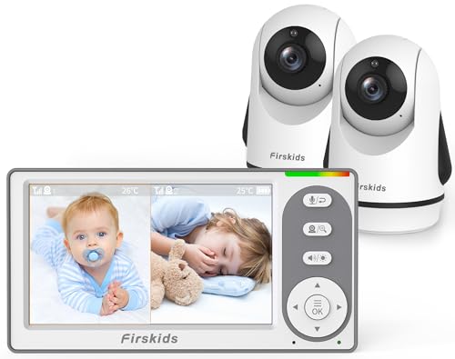Split-Screen Baby Monitor with 2 Cameras and Night Vision