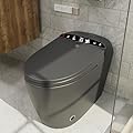 Smart Bidet Toilet with Wireless Remote Control, Modern Intelligent Tankless Toilet with Heated Bidet Seat, Warm Water and Mobile Dryer,Auto Open/Close Lid, Auto Dual Flush,LED Screen?Grey
