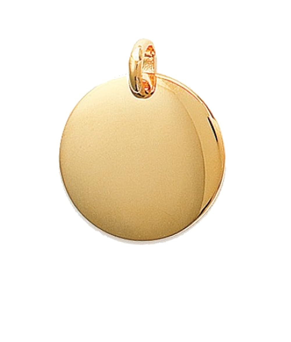 médaille ronde à graver 2cm - pendentif personnalisable en plaqué Or véritable - gravure gratuite incluse