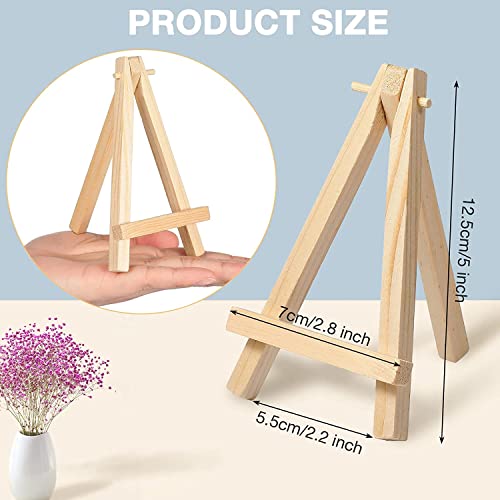 Wowoss 12 Pack 5" Mini Wood Display Easel, Natural Wooden Tripod Holder Stand For Displaying Small Canvases, Business Cards, Photos #TOP1