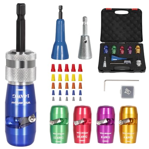 Wire Stripper Twister Tool for Drill 35 in 1 New Wire Stripping for Drill 2025 Professional US Standard 14-12-10-8-6 Gauge Electricians Tools for Drill Wire Stripper and Twister Kit