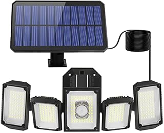 Solar Motion Sensor Lights Outdoor: LED Security Floodlight with 5 Heads Waterproof Solar Spot Lights with 4 Lighting Modes - Outdoor Indoor Solar Wall Lamp for Garden | Pathway | Garage | Shed