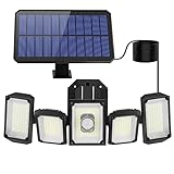 Luci Solari Ultra Luminose: con 300 sfere luminose a LED super luminose, può produrre fino a 3000lm 7000K di luminosità elevata, che può raggiungere pienamente la luminosità richiesta dalla vita quotidiana. dotato di sensore di movimento PIR aggiornato, le proiettore solare possono rilevare fino a 120 gradi con una lunghezza del sensore più lunga di 28 piedi, le luci di rilevamento del movimento solare possono rilevare persone, animali, automobili ecc.
