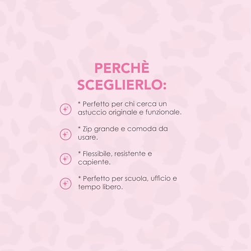 Pigna, Federmäppchen mit Reißverschluss, rosa mit schillerndem Effekt, Packung mit 1 Stück
