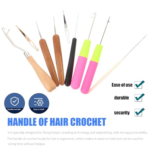 Agujas para rastas y trenzar cabello Operitacx con mango de madera 8