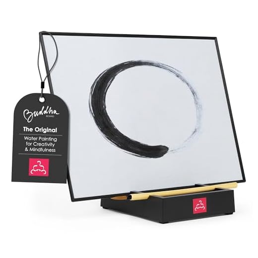 The Original BUDDHA BOARD:Relaxing Water Painting with Bamboo Brush & Stand, Mindfulness & Meditation Practice, Environmentally Friendly.Zen Concept Live in The Moment. Master The Art of letting go.