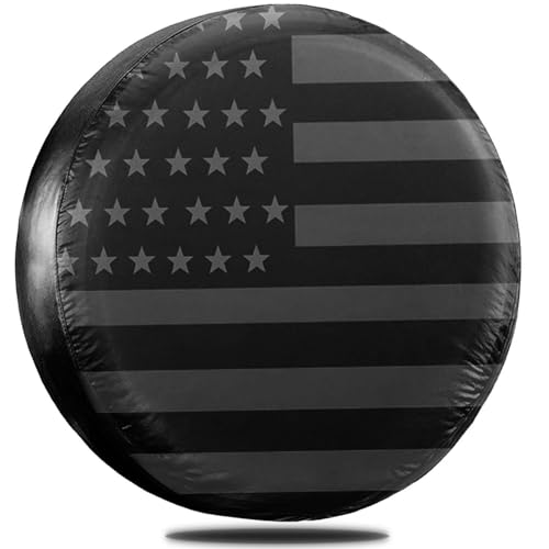 Image of 16 Inch Thickening Spare Tire Cover with American USA Flag Waterproof Dustproof PU Leather Tough Tire Wheel Cover Fit for Jeep Wrangler RV SUV Truck Travel Trailer (for Diameter 29 inch - 31 inch)