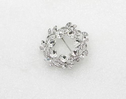 Image of Faship Gorgeous Rhinestone Crystal Floral Wreath Brooch Pin