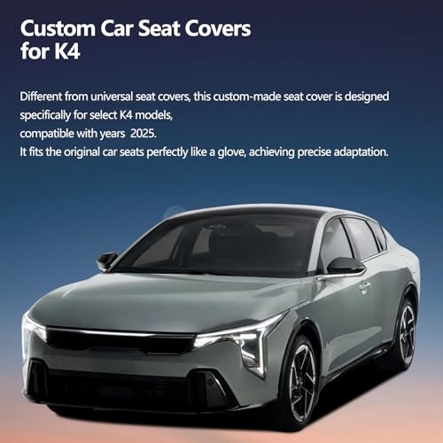 Image of Fit K4 Car Seat Covers for Kia K4 2025 - Upgraded Premium Waterproof & Breathable Leather, Airbag Compatible, All-Weather Seat Cushion Protector (Full Set, Black)