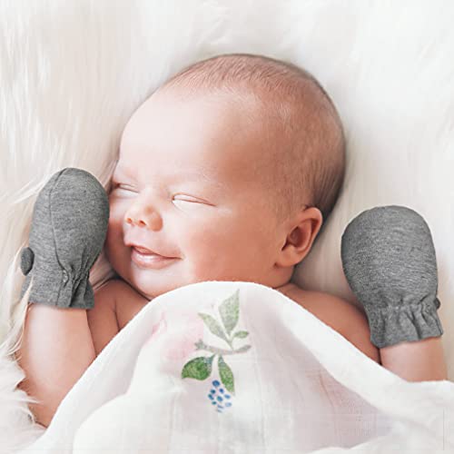 Image of Newborn Baby No Scratch Mittens Stay On, 100% Cotton Breathable, Adjustable Infant Gloves for Baby Boys Girls Mittens